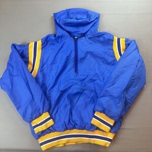 Vtg Birdie Windbreaker Jacket Men's Medium Blue 1/2 zip Made in USA Ribbed Waist